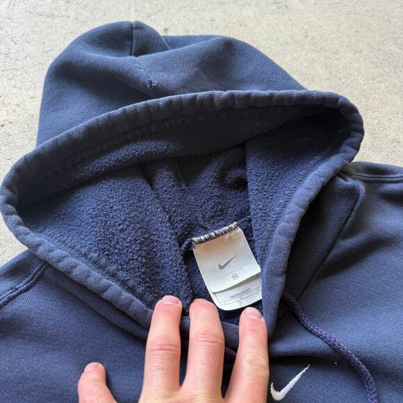 Vintage 90's Nike Center Check Swoosh Blue Hoodie Pullover Sweatshirt Sz Medium - Picture 3 of 4